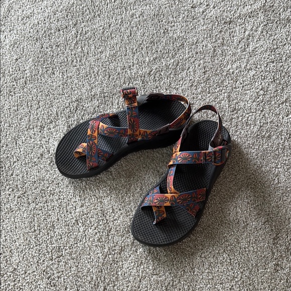 Chaco Shoes - Chaco Black and Orange Sandals with Adjustable Straps